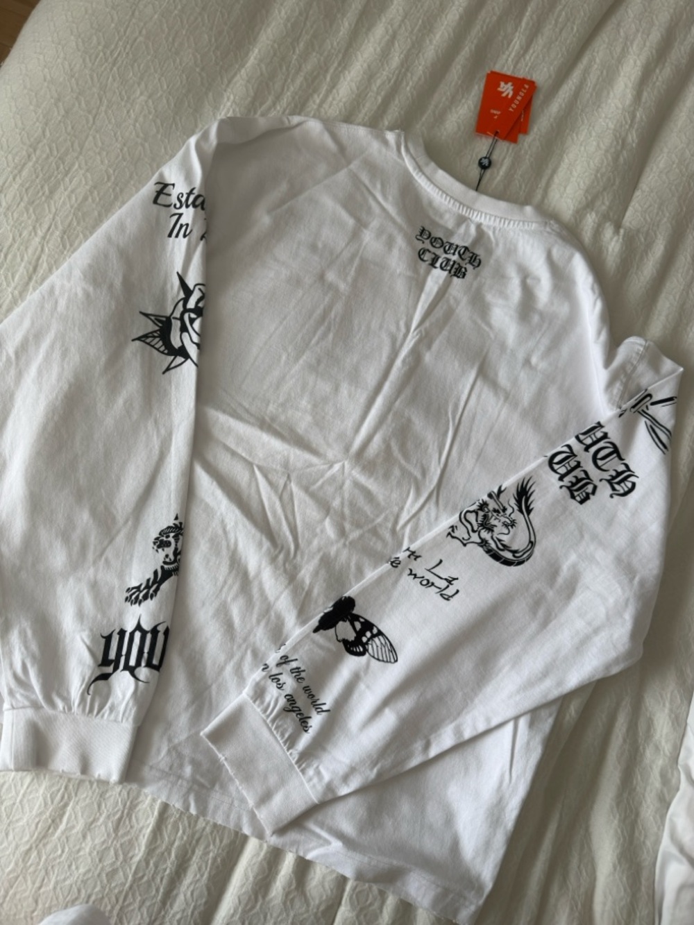 YoungLA White Long-Sleeve Graphic Tee with Black Print - Picture 3 of 3